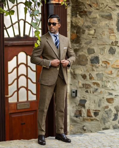 Classic Tweed Suit Business Attire